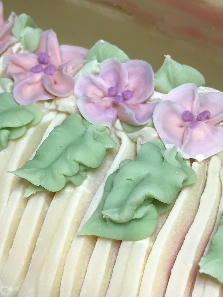Custom Geranium Soap with Hand-Piped Flowers