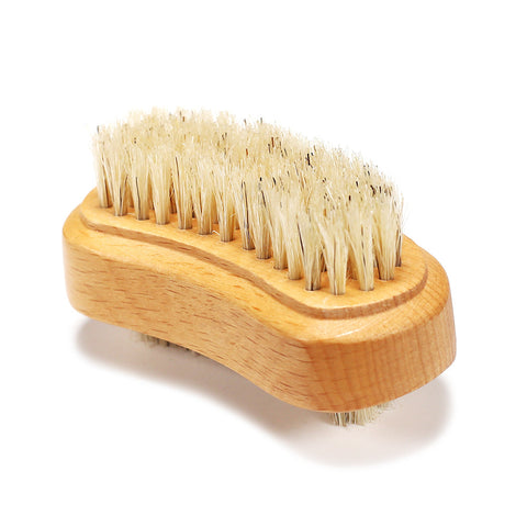 Natural Wood Nail Brush with Boar Bristles; Double Sided