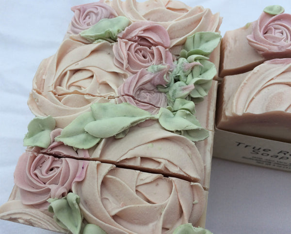 True Rose Handmade Soap features Organic Aloe Vera, Grapeseed Oil, and Rose Clay