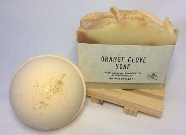 Orange Clove Handcrafted Soap pairs well with Orange Clove Bath Bomb
