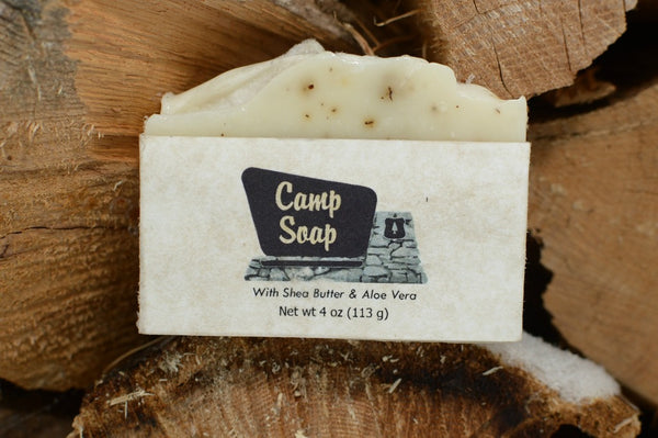 Camp Soap features Lemon Eucalyptus Essential Oil and Shea Butter