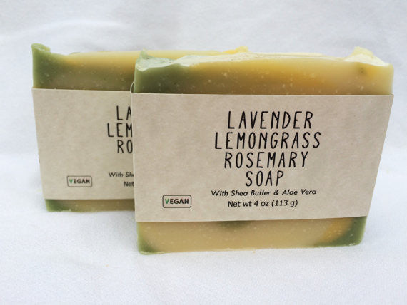 Lavender Lemongrass Rosemary Handmade Soap with Aloe Vera and Shea Butter