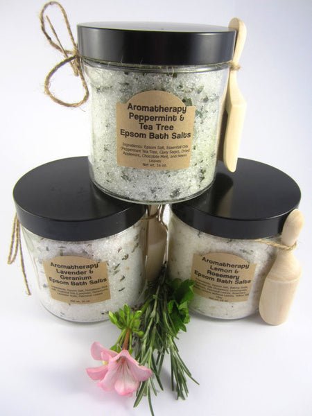 Aromatherapy Epsom Bath Salts in Glass Jar