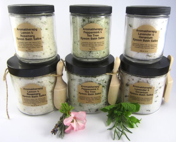 Aromatherapy Epsom Bath Salts in Glass Jar
